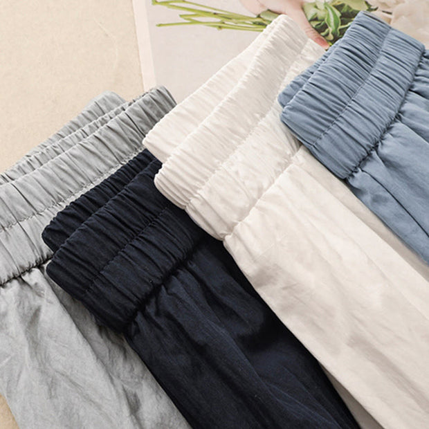 Buddha Stones Casual Hem Hollow Design Women's Cotton 7-8 Length Wide Leg Pants With Pockets - image 22
