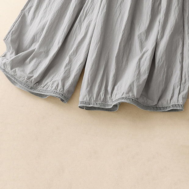 Buddha Stones Casual Hem Hollow Design Women's Cotton 7-8 Length Wide Leg Pants With Pockets - image 15
