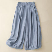 Buddha Stones Casual Hem Hollow Design Women's Cotton 7-8 Length Wide Leg Pants With Pockets - LightSteelBlue - US8-10，UK/AU12-14，EU40-42 (2XL) - image 1