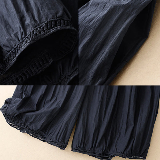 Buddha Stones Casual Hem Hollow Design Women's Cotton 7-8 Length Wide Leg Pants With Pockets - image 19