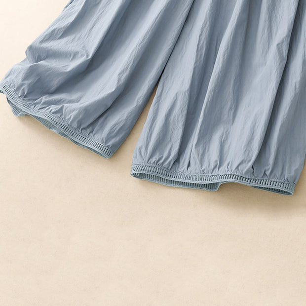 Buddha Stones Casual Hem Hollow Design Women's Cotton 7-8 Length Wide Leg Pants With Pockets - image 7