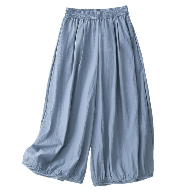 Buddha Stones Casual Hem Hollow Design Women's Cotton 7-8 Length Wide Leg Pants With Pockets - image 9