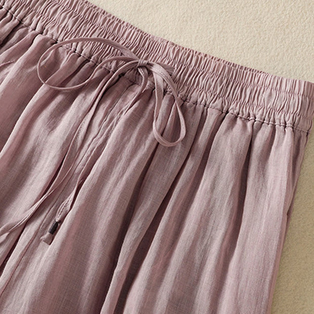 Buddha Stones Commute Embroidery Drawstring Women's Cotton Wide Leg Pants With Pockets - image 35