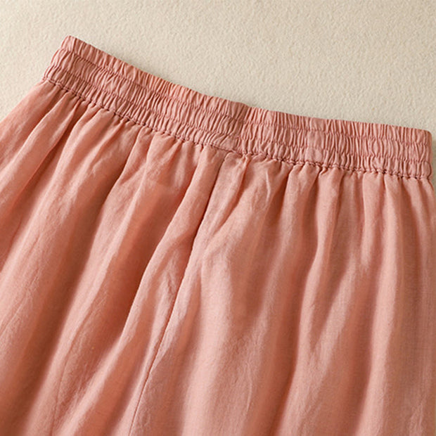 Buddha Stones Commute Embroidery Drawstring Women's Cotton Wide Leg Pants With Pockets - image 23