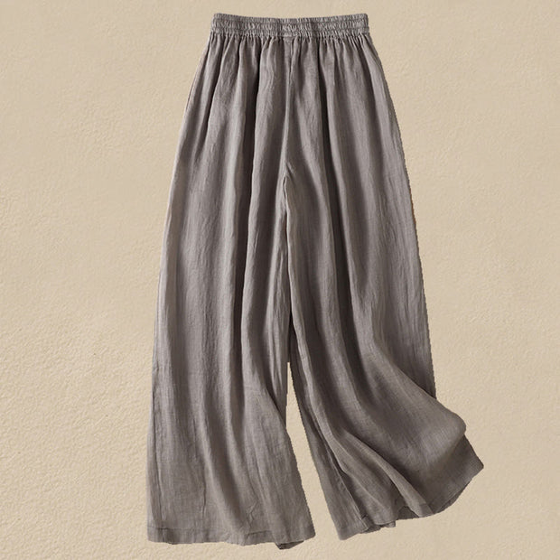 Buddha Stones Commute Embroidery Drawstring Women's Cotton Wide Leg Pants With Pockets - image 44