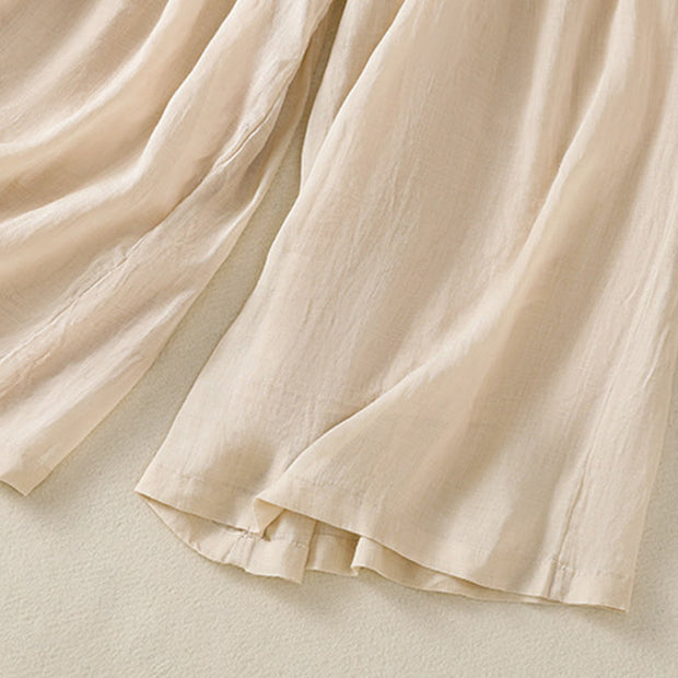 Buddha Stones Commute Embroidery Drawstring Women's Cotton Wide Leg Pants With Pockets - image 17