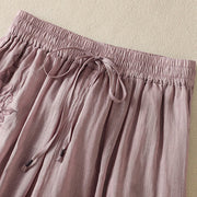 Buddha Stones Commute Embroidery Drawstring Women's Cotton Wide Leg Pants With Pockets - image 37