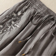 Buddha Stones Commute Embroidery Drawstring Women's Cotton Wide Leg Pants With Pockets - image 47