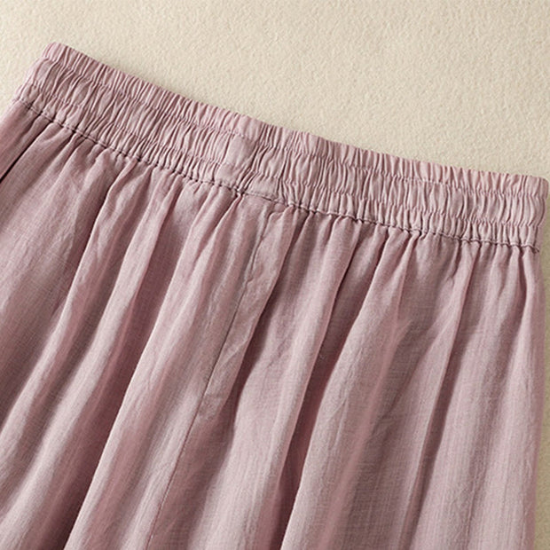 Buddha Stones Commute Embroidery Drawstring Women's Cotton Wide Leg Pants With Pockets - image 39