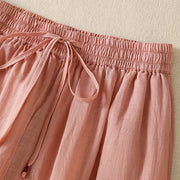 Buddha Stones Commute Embroidery Drawstring Women's Cotton Wide Leg Pants With Pockets - image 21