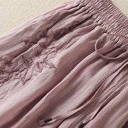 Buddha Stones Commute Embroidery Drawstring Women's Cotton Wide Leg Pants With Pockets - image 38