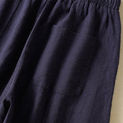 Buddha Stones Plain Simple Design High Waist Women's Cotton Linen Harem Pants With Pockets - image 22