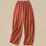 Buddha Stones Plain Simple Design High Waist Women's Cotton Linen Harem Pants With Pockets - Chocolate - US8-10，UK/AU12-14，EU40-42 (2XL) - image 12