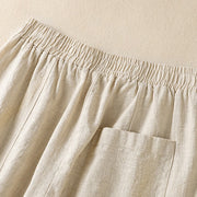 Buddha Stones Plain Simple Design High Waist Women's Cotton Linen Harem Pants With Pockets - image 5