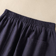 Buddha Stones Plain Simple Design High Waist Women's Cotton Linen Harem Pants With Pockets - image 23