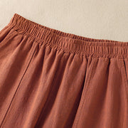 Buddha Stones Plain Simple Design High Waist Women's Cotton Linen Harem Pants With Pockets - image 15