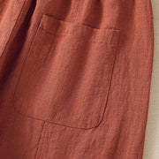 Buddha Stones Plain Simple Design High Waist Women's Cotton Linen Harem Pants With Pockets - image 17
