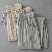 Buddha Stones Casual Tie-Dye Striped Design Drawstring Women's Cotton Wide Leg Pants With Pockets - image 18