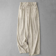 Buddha Stones Casual Tie-Dye Striped Design Drawstring Women's Cotton Wide Leg Pants With Pockets - image 7