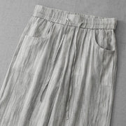 Buddha Stones Casual Tie-Dye Striped Design Drawstring Women's Cotton Wide Leg Pants With Pockets - image 3