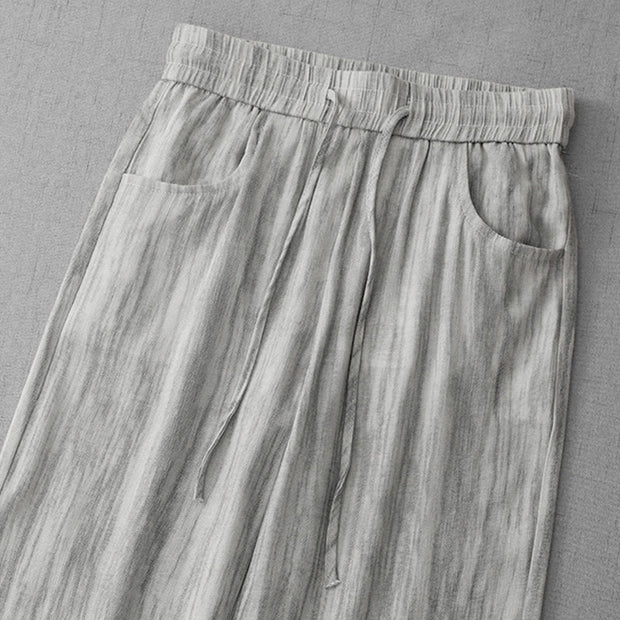 Buddha Stones Casual Tie-Dye Striped Design Drawstring Women's Cotton Wide Leg Pants With Pockets - image 3