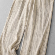 Buddha Stones Casual Tie-Dye Striped Design Drawstring Women's Cotton Wide Leg Pants With Pockets - image 11