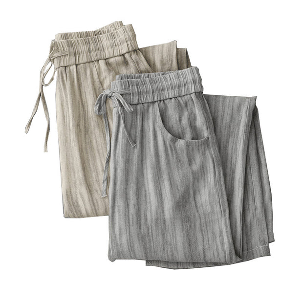 Buddha Stones Casual Tie-Dye Striped Design Drawstring Women's Cotton Wide Leg Pants With Pockets - image 20