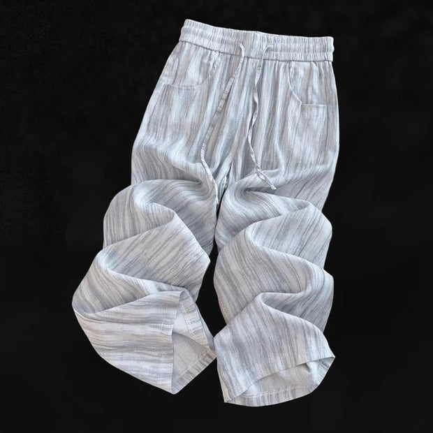 Buddha Stones Casual Tie-Dye Striped Design Drawstring Women's Cotton Wide Leg Pants With Pockets - image 2