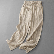 Buddha Stones Casual Tie-Dye Striped Design Drawstring Women's Cotton Wide Leg Pants With Pockets - image 9