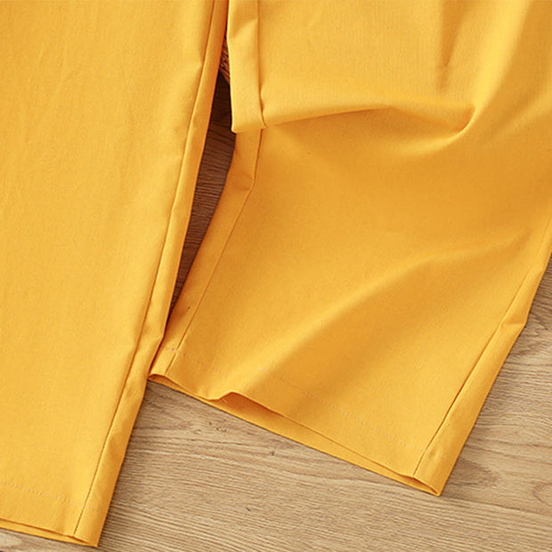 Buddha Stones Casual Hollow Lace Waistband Design Women's Cotton Linen Wide Leg Pants With Pockets - image 19