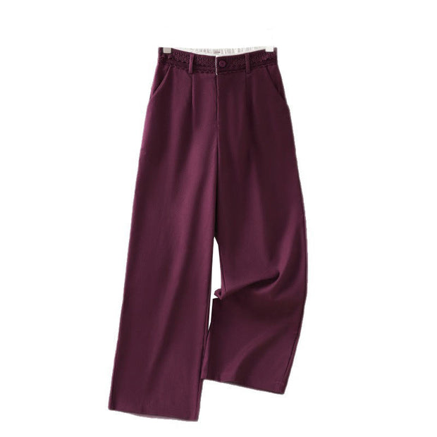 Buddha Stones Casual Hollow Lace Waistband Design Women's Cotton Linen Wide Leg Pants With Pockets - image 26