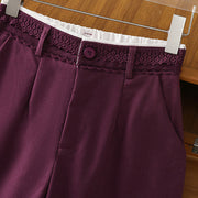 Buddha Stones Casual Hollow Lace Waistband Design Women's Cotton Linen Wide Leg Pants With Pockets - image 22