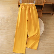 Buddha Stones Casual Hollow Lace Waistband Design Women's Cotton Linen Wide Leg Pants With Pockets - image 15