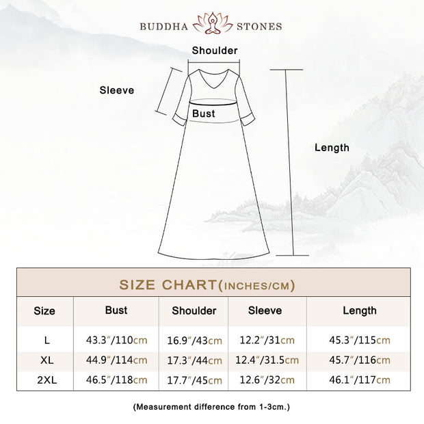 Buddha Stones Casual Accordion Pleat Plain V-neck Short Sleeve Cotton Midi Dress With Pockets