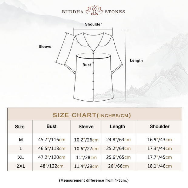 Buddha Stones Casual Plain Button Half Sleeve Middy Collar Cotton Women's Shirt - image 4
