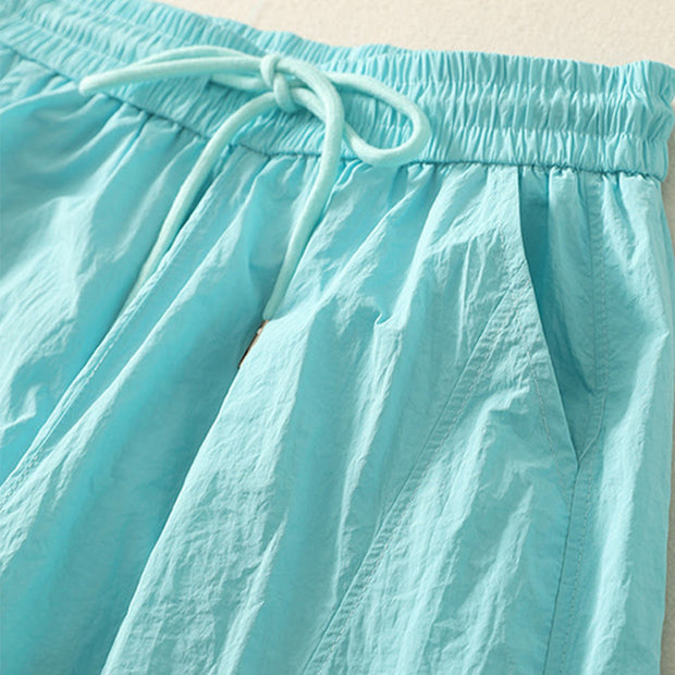 Buddha Stones Summer Vintage Plain Drawstring Cuffed Women's Pants With Pockets - image 23