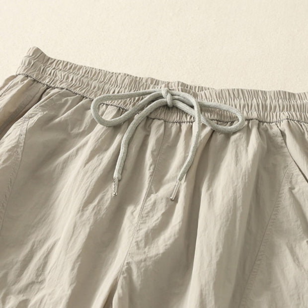 Buddha Stones Summer Vintage Plain Drawstring Cuffed Women's Pants With Pockets - image 2