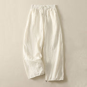 Buddha Stones Summer Vintage Plain Drawstring Cuffed Women's Pants With Pockets - FloralWhite - US8-10，UK/AU12-14，EU40-42 (2XL) - image 6