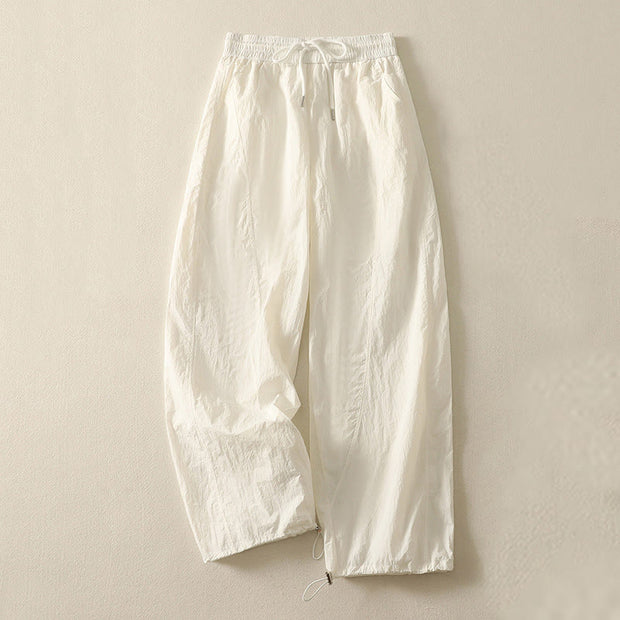 Buddha Stones Summer Vintage Plain Drawstring Cuffed Women's Pants With Pockets - FloralWhite - US8-10，UK/AU12-14，EU40-42 (2XL) - image 6