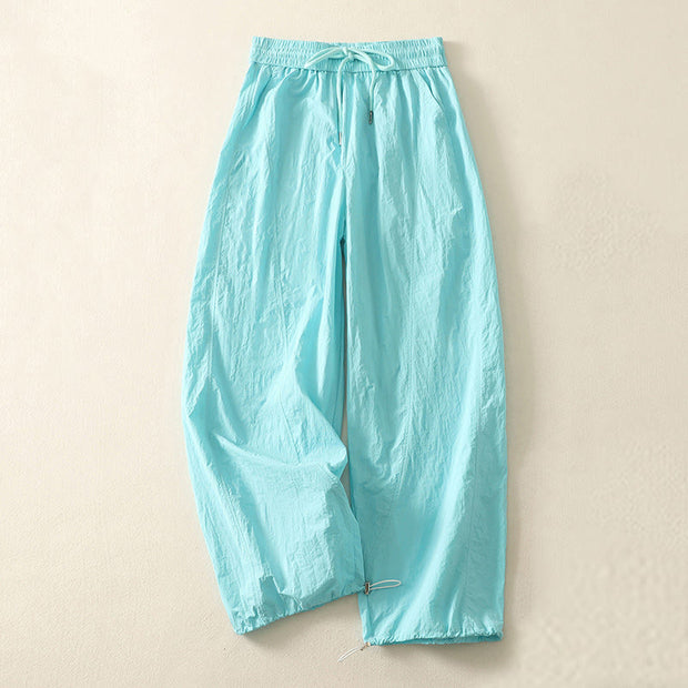 Buddha Stones Summer Vintage Plain Drawstring Cuffed Women's Pants With Pockets - Aqua - US8-10，UK/AU12-14，EU40-42 (2XL) - image 22