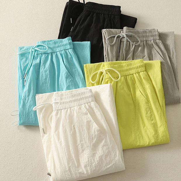 Buddha Stones Summer Vintage Plain Drawstring Cuffed Women's Pants With Pockets - image 33