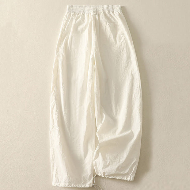 Buddha Stones Summer Vintage Plain Drawstring Cuffed Women's Pants With Pockets - image 7