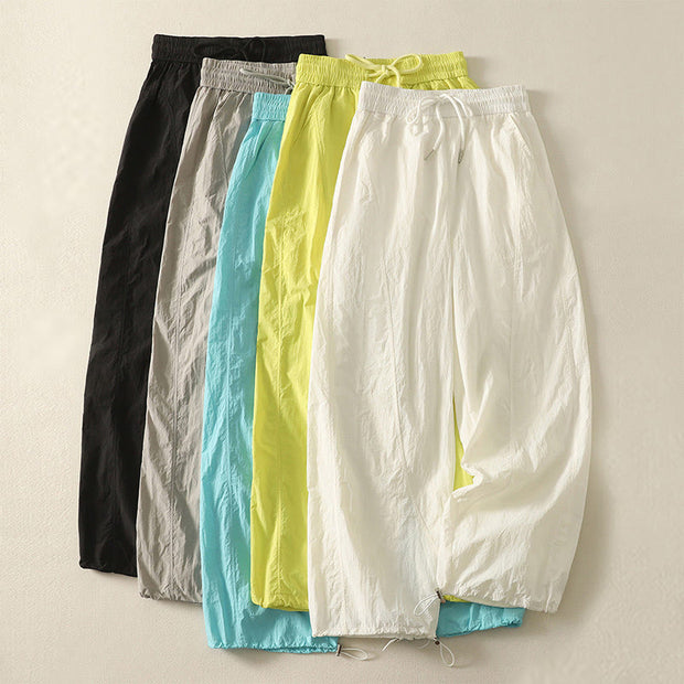 Buddha Stones Summer Vintage Plain Drawstring Cuffed Women's Pants With Pockets - image 34