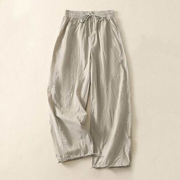 Buddha Stones Summer Vintage Plain Drawstring Cuffed Women's Pants With Pockets - Tan - US8-10，UK/AU12-14，EU40-42 (2XL) - image 1