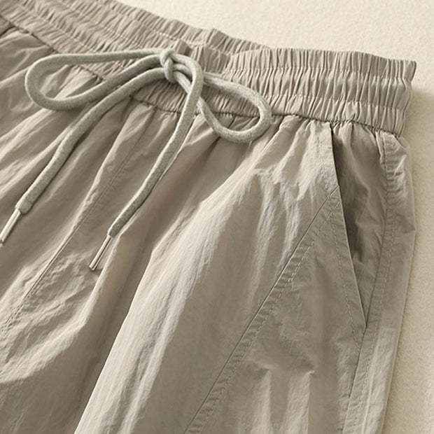 Buddha Stones Summer Vintage Plain Drawstring Cuffed Women's Pants With Pockets - image 3