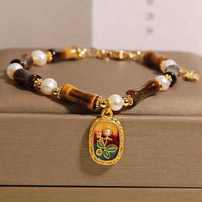 FREE Today: Protection and Strength Natural Bamboo Tiger Eye Pearl Bracelet - Tiger Eye(Wrist Circumference: 18-22cm) - image 0