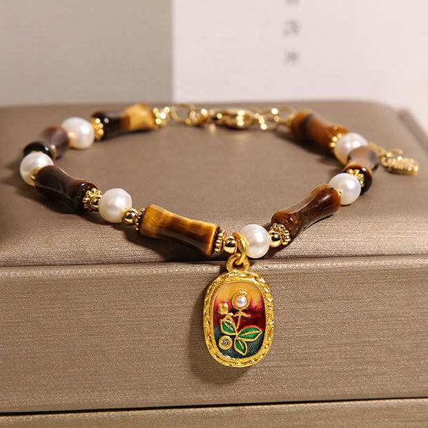 FREE Today: Protection and Strength Natural Bamboo Tiger Eye Pearl Bracelet - image 2
