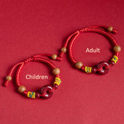 FREE Today: Protection Luck Red String Peach Wood Peace Buckle Cinnabar Adult Kid Bracelet