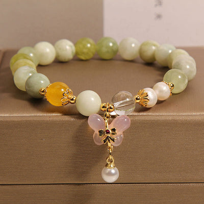 FREE Today: Luck and Prosperity Natural Butterfly Serpentine Jade Yanyuan Agate Bracelet - Serpentine Jade(Wrist Circumference: 16-18cm) - image 0