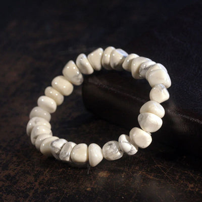 Buddha Stones White Turquoise Irregular Blocks Courage Bracelet - 17-17.5cm - image 1